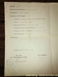 Zeugnis von Wilhelm Grom&ouml;ller, Schuljahr 1913/1914